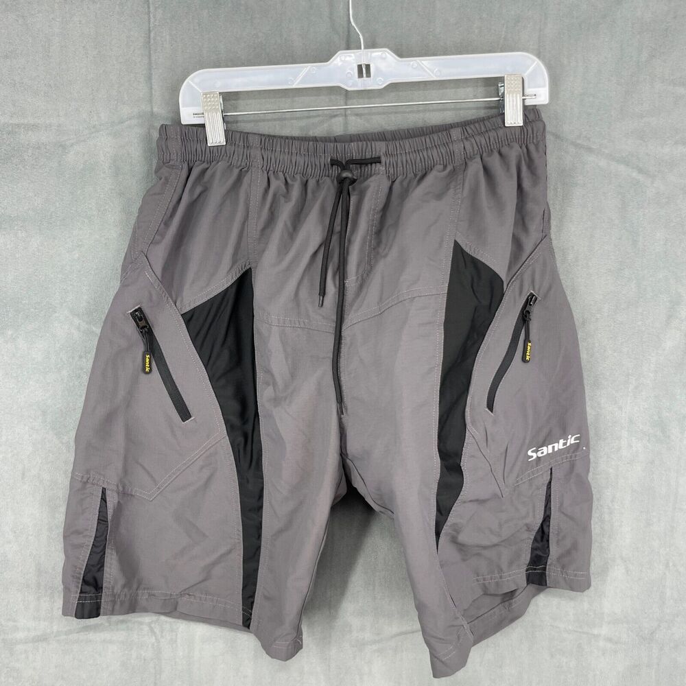 Santic Cycling Shorts Mens 2XL Gray Pull On 100% Nylon Biking Padded